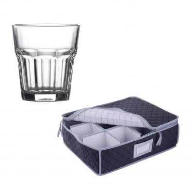 SORRY OUT OF STOCK - Quilted Storage Case and Tumbler Glasses - 12 Pack