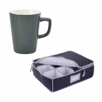 SORRY OUT OF STOCK Quilted Storage Case and Grey Latte Mug - 12 Pack