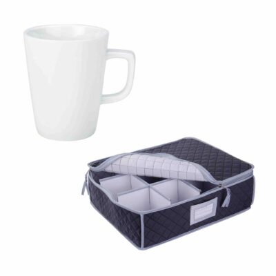 SORRY OUT OF STOCK - Quilted Storage Case and White Latte Mug - 12 Pack