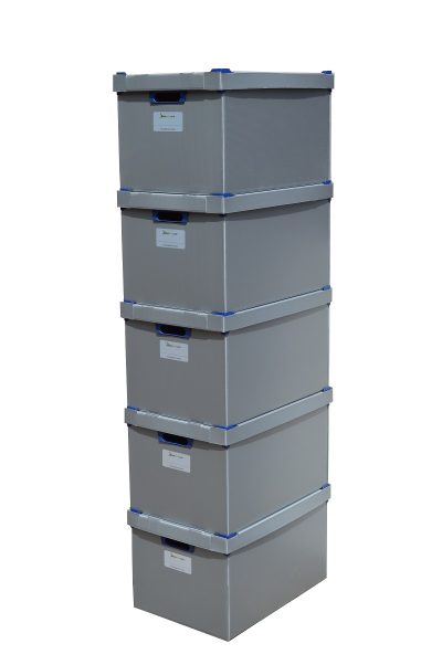 6. Large Stacking Storage Boxes, Pack of 5, Height 245mm