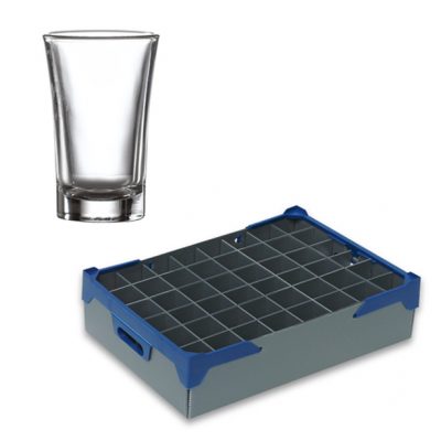 Shot Glasses, Cheerio / Heavy Base Shooter 3.4cl / 1.2 oz - 48 Pack and Glassware Storage Box