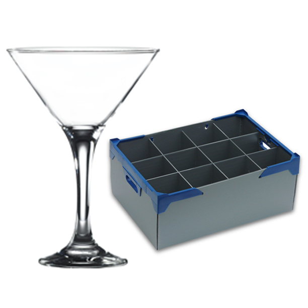 Glassjack 6oz and Glassware Storage Box x 12 Martini Catering Quality Glasses and x 1 Glassware Storage Box with Lid Martini Glasses 17.5cl 