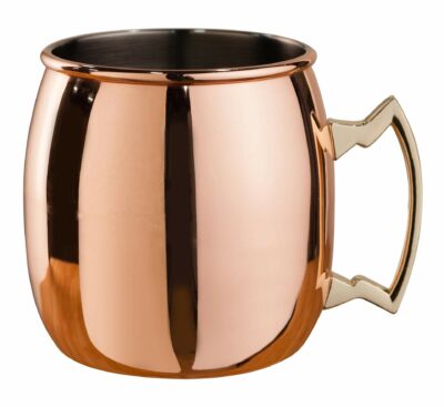 Beaumont Mezclar Copper Plated 500ml Curved Moscow Mule Mug Brass Handle