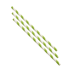 Paper Straws Green and White Stripes 20cm (500pcs)