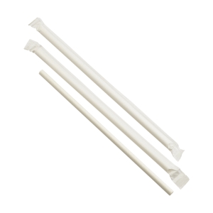 Paper Straws Wrapped White 20cm (500pcs)