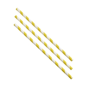 Paper Straws Yellow and White Stripes 20cm (500pcs)