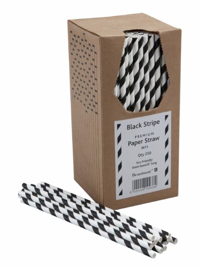 Black and White Stripe Paper Straws - Box of 250, £5.60