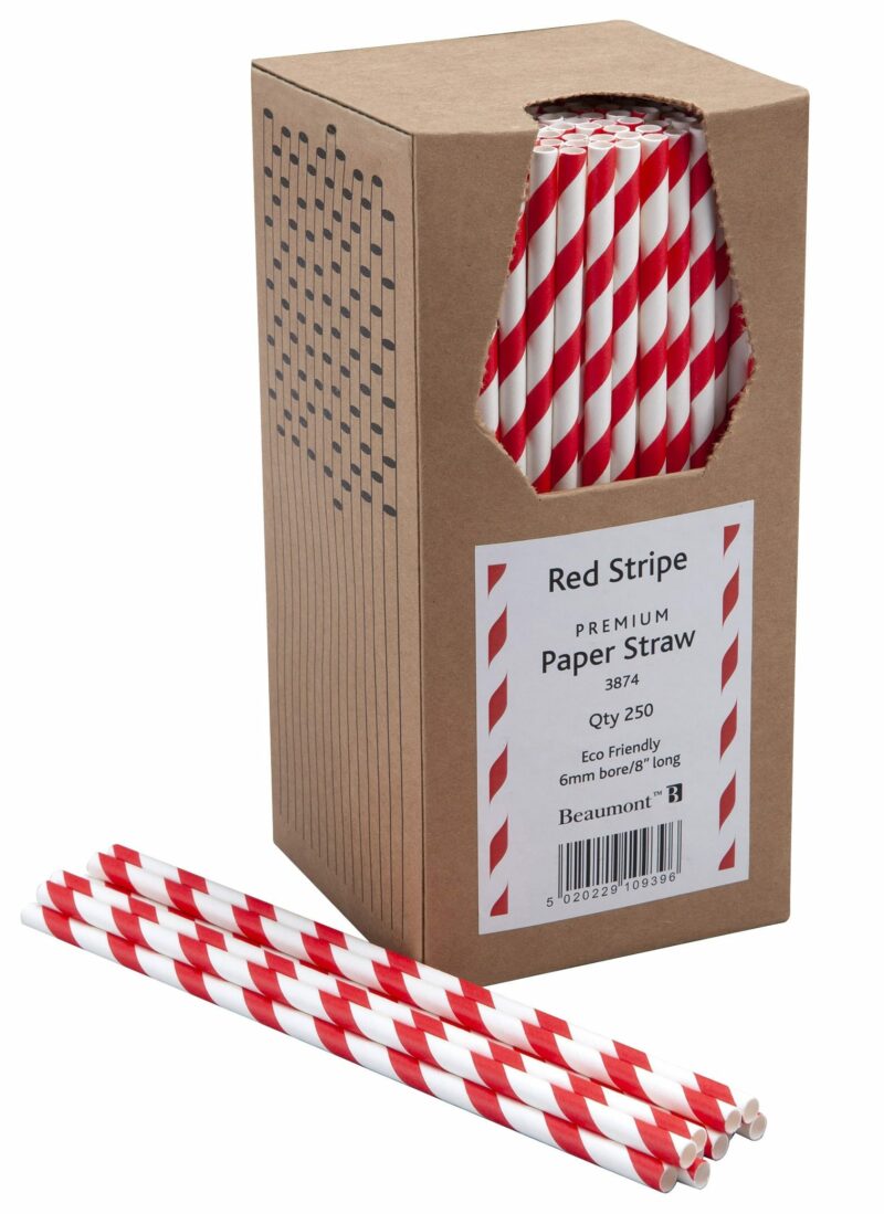 Red and White Stripe Paper Straws