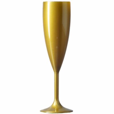 Elite Plastic Gold Champagne Flutes - Polycarbonate