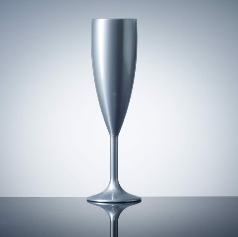 Elite Premium Silver Plastic Champagne Flutes - Reusable