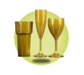 image for Gold Plastic Glasses Reusable Polycarbonate