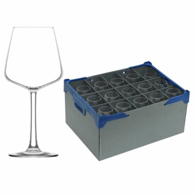 Fully Tempered Colmar Wine Glasses 12.3oz and Glassware Storage Box 195-15 - Glassjack Combo