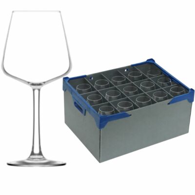 Fully Tempered Colmar Wine Glasses 16.5oz and Glassware Storage Box 245-15 - Glassjack Combo II
