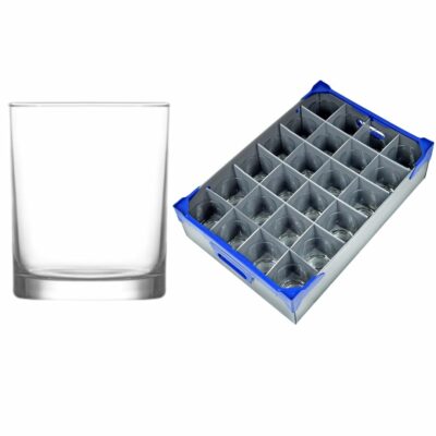 Rotterdam Fully Tempered Rocks Tumblers 9.9oz and Glassware Storage Box 120-24 - Glassjack Combo
