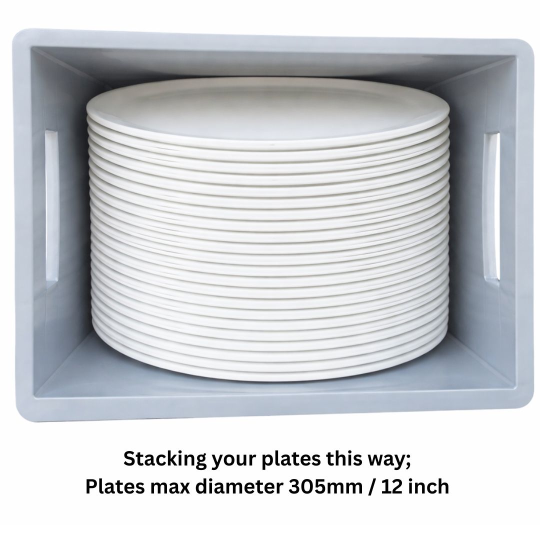 Stacking your plates this way; Plates max diameter 305mm 12 inch IV- Glassjacks